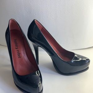 Luxury Rebel black patent platform pumps